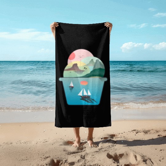 Summer Ice Cream Ocean Wanderlust Sailing Sunset Beach Towels