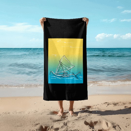 sailing canoe Beach Towels