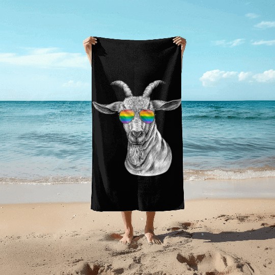 Funny Goat LGBT Rainbow Flag Gay Pride Beach Towels