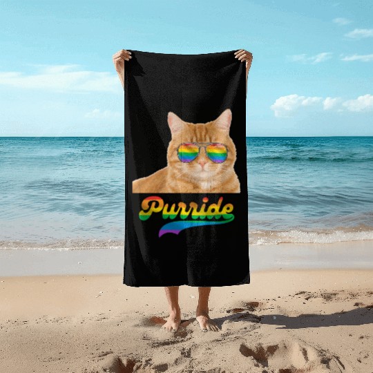 Cat Gay Pride Rainbow Flag LGBT Beach Towels