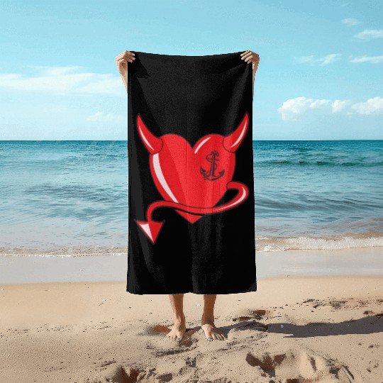 Red Heart - Devil Heart - Anchor - Gift Beach Towels