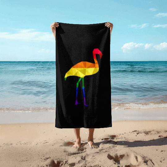 Colorful Flamingo LGBTQ Gay Pride Rainbow Flag Beach Towels