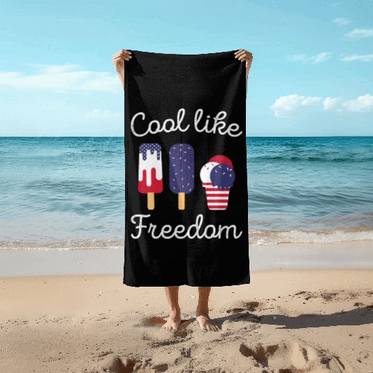 Ice Cream Freedom Popsicles US Flag Beach Towels