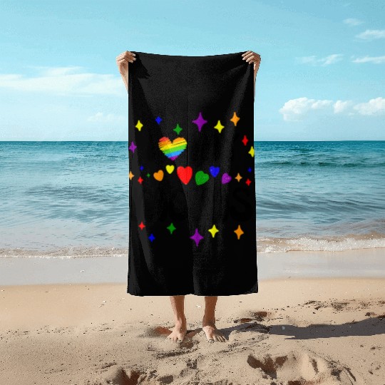 I Love My Moms Pride LGBTQ Beach Towels