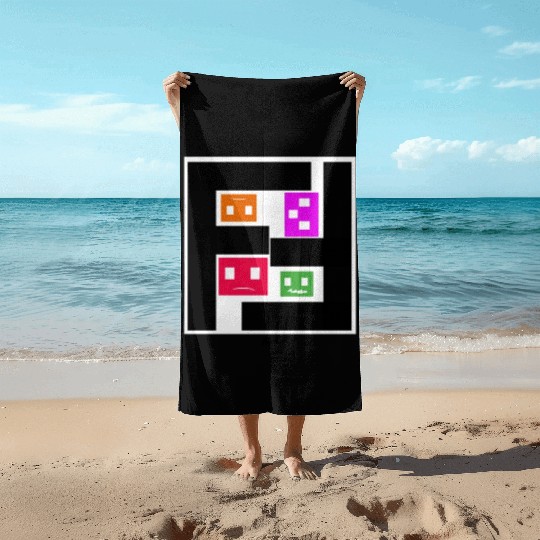 Geometric Cubes In Game - multi-sided cubes Beach Towels