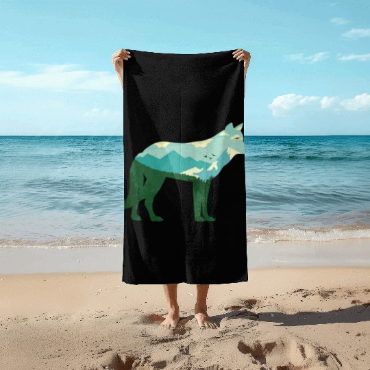 Mountain Wolf Beach Towels