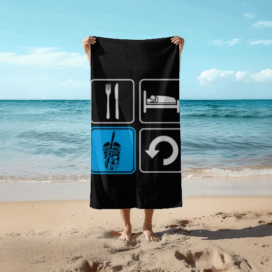 Boba Tea Repeat daily Beach Towels