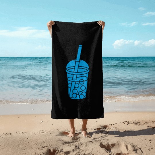 Mug design bubble tea Beach Towels