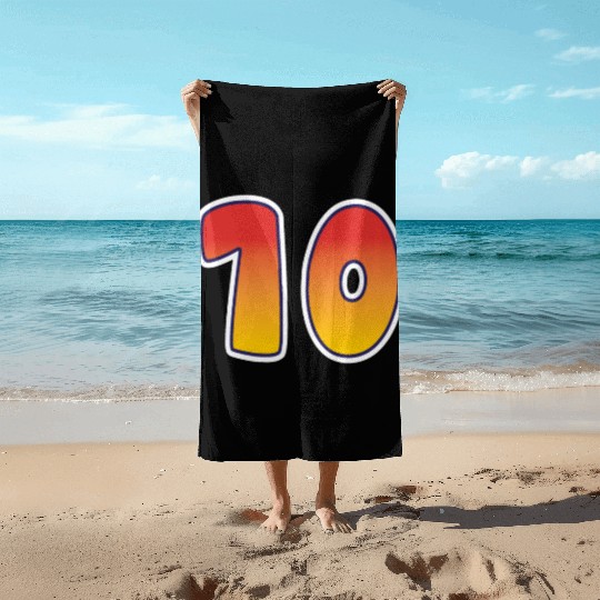 Number 10 Red - Orange Design Beach Towels