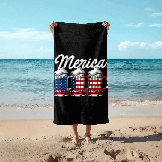 Beer USA Flag Merica Beach Towels