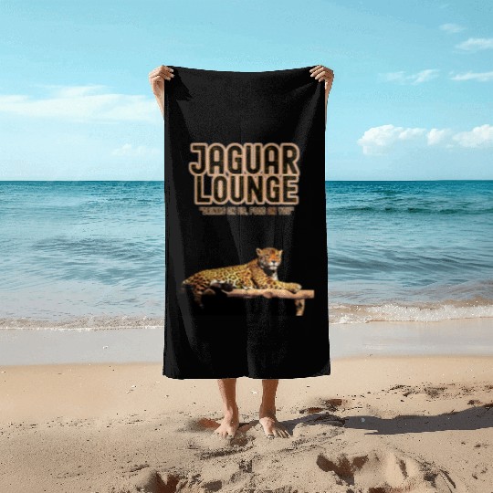 JAGUAR LOUNGE "Drinks On Us, Food On You" FUNNY Beach Towels