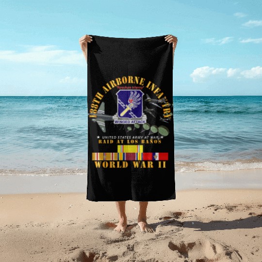Army 188th Airborne Infantry Raid at Los Baños W J Beach Towels