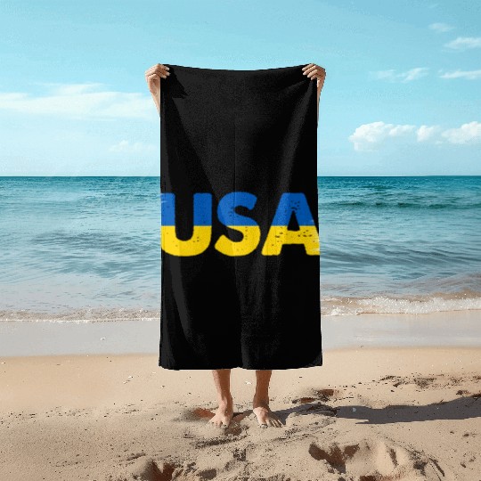 I Stand with Ukraine Ukraine Flag Beach Towels