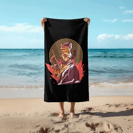 Llama with gun Llama with gun gift inspiration sto Beach Towels