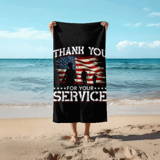 Memorial Day American Flag Patriotic Soldier US Beach Towels