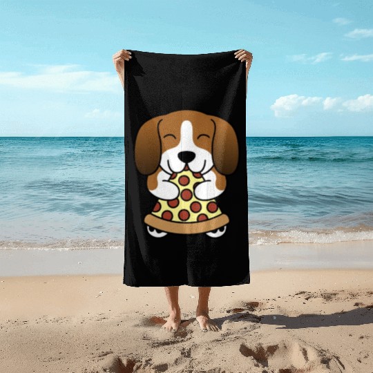 Basset Hound Pizza Lover Beach Towels