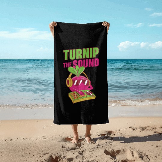Music Turnip Party Music Lover Vegetable Beach Towels