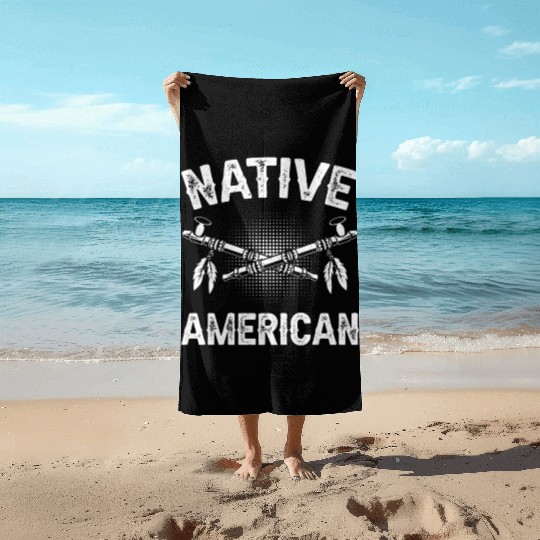Native American Axe Retro Chief Beach Towels