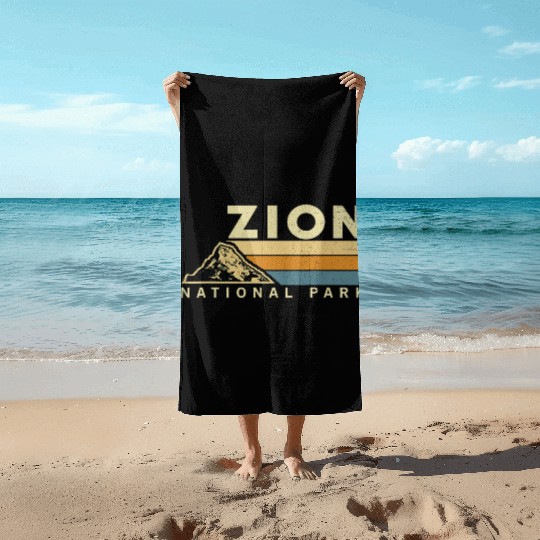 Retro Zion National Park US Vintage Utah Adventure Beach Towels