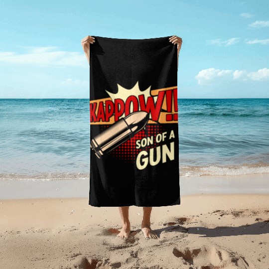 Kappow Bullets Gun Explosion Big bang Aesthetic Beach Towels