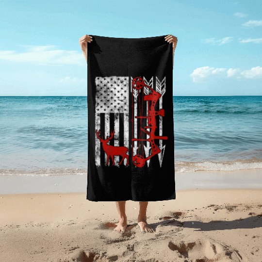 Vintage Style Bow And Arrow Hunting Deer American Beach Towels