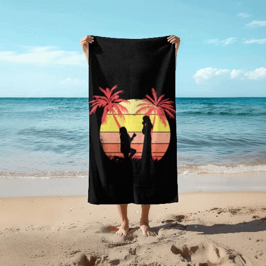 Lesbian Couple Romantic Marriage Propose Summer Beach Towels