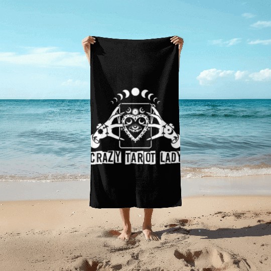 Divination Crazy Tarot Lady Crystal Ball Tarot Beach Towels