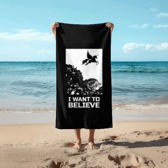Unicorn I Want To Believe UAP Outfit Alien Ufo Beach Towels