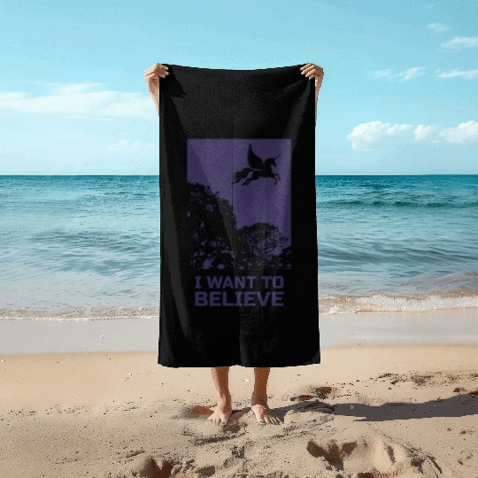 Unicorn "I Want To Believe" UAP Outfit Alien Ufo Beach Towels