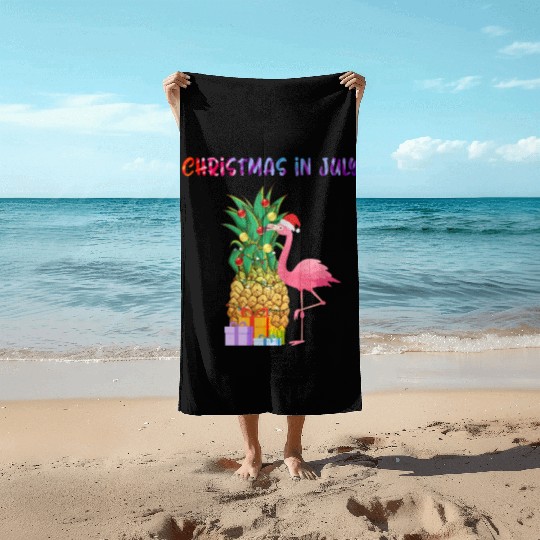 Christmas In July Pineapple Xmas Tree Lights Beach Towels