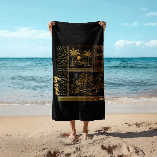 Coastal Beach Christmas In July Beach Towels, Merry