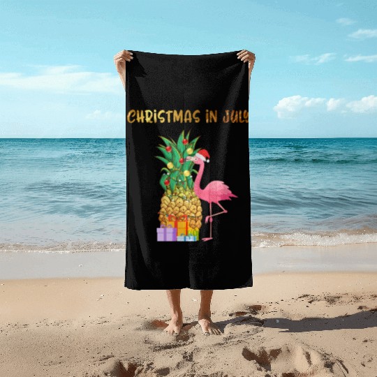 Christmas In July Pineapple Xmas Tree Lights Beach Towels