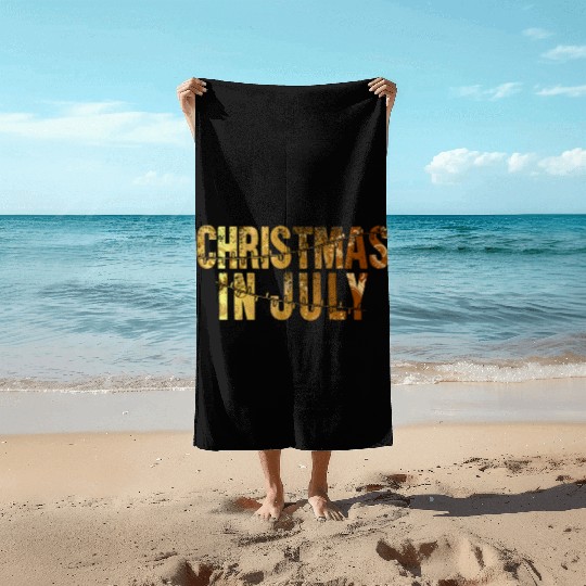 Christmas In July Xmas Tree Lights Santa Beach Beach Towels