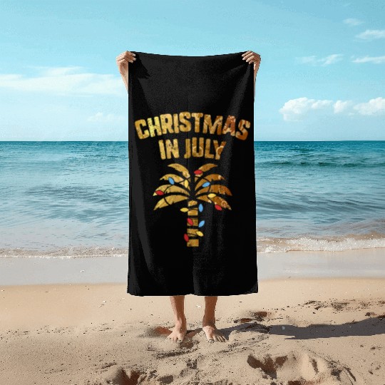 Christmas In July Beach Palm Xmas Tree Summer Beach Towels