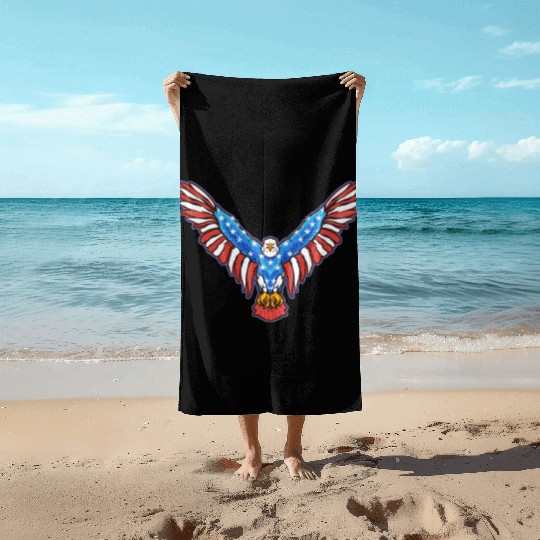American Bald Eagle American 4th of July Patriotic Beach Towels