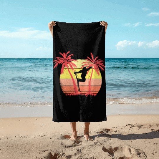 Skiing Extreme Freestyle Summer Sunset 80s Palm Beach Towels