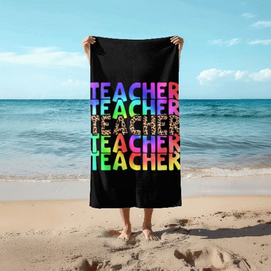 Teacher, colorful. Leopard Beach Towels