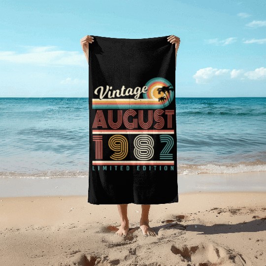 40th Birthday August 1982 Beach Towels