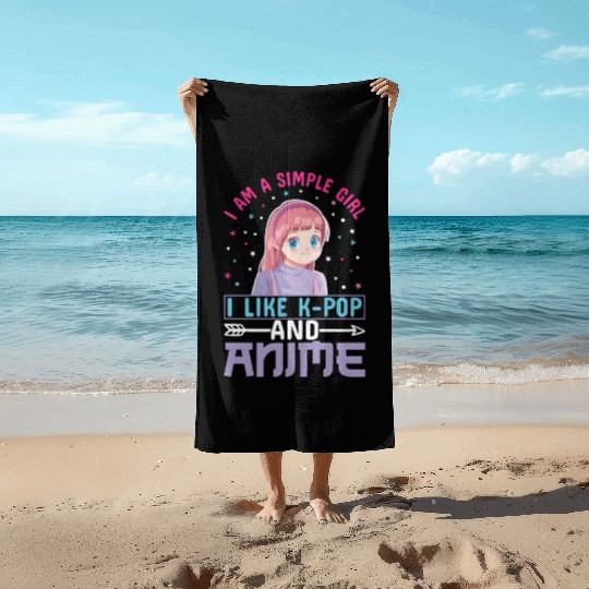 KPop Anime Design for a KPop and Anime Fan Beach Towels