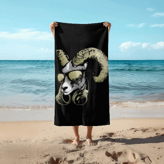 DJ Goat Bling Cool and Funny Music Animal with Beach Towels