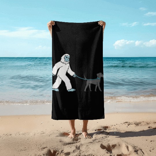 Bigfoot Sasquatch Walking Great Dane Beach Towels