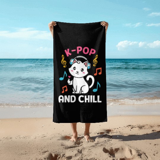 kpop and chill k pop music, korean pop music Beach Towels
