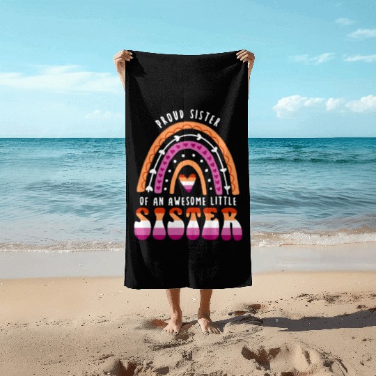 Proud Sister Awesome Little Sister Lesbian Beach Towels
