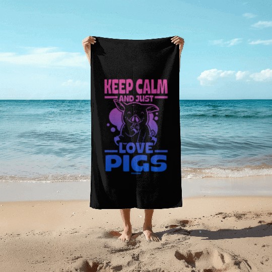 Pig animal piglet farm funny gift Beach Towels
