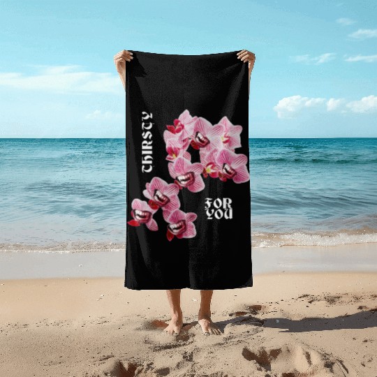 Orchid flower teeth creepy Orchid flower teeth cre Beach Towels