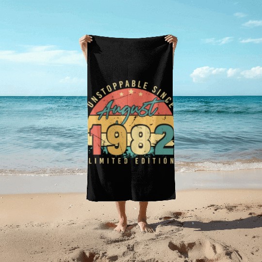 40th Birthday August 1982 Beach Towels