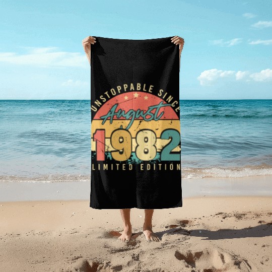 40th Birthday August 1982 Beach Towels
