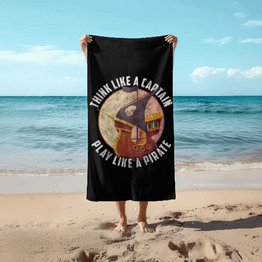 Pirate Treasure Hunter Eye Patch Ship Beach Towels