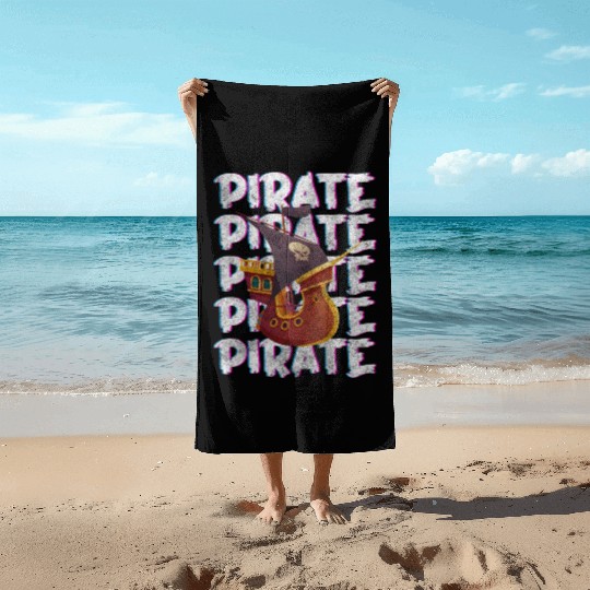 Pirate Ship Buccaneer Crew Beach Towels