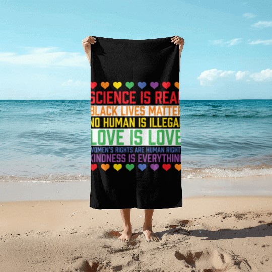 LBGT Flag Gay Pride Human Science is Real Beach Towels